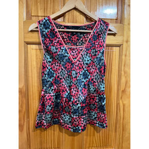 Women’s Marc Jacob’s Pure Silk Flower Power Retro V Neck Lightweight Blouse
